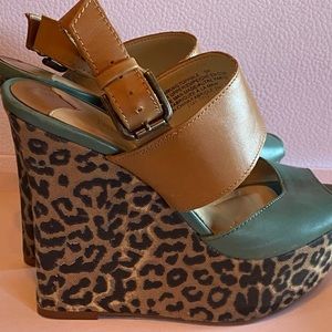 Nine West Leopard Wedge Sandals